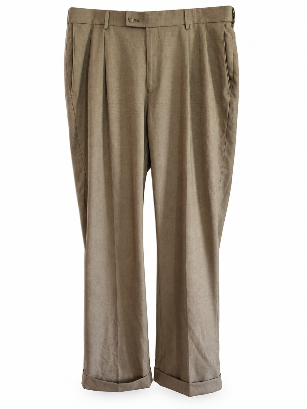 Louis Raphael Rosso Tan Houndstooth Pleated Dress Pants 38x30